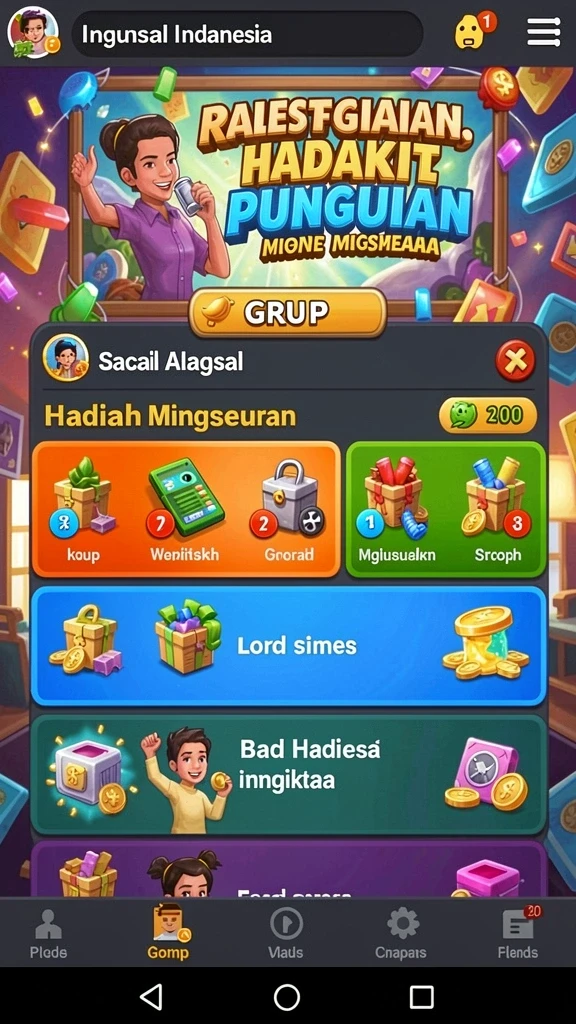 Tampilan awal permainan yang menarik dengan karakter utama.