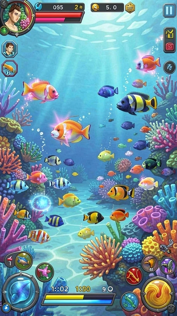 Gambar menampilkan petualangan di dunia fantastis.