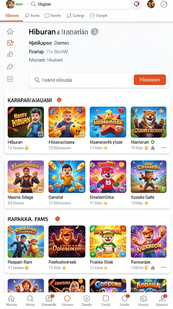 Tampilan menu utama DANAGAME yang menarik dan user-friendly.